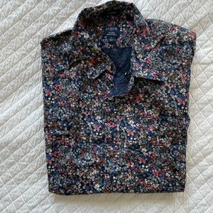 Mens floral short sleeved button down